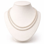 Collar doble de perla blanca 6 mm en exhibidor