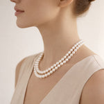 Caída del collar doble de perla blanca equilibrado