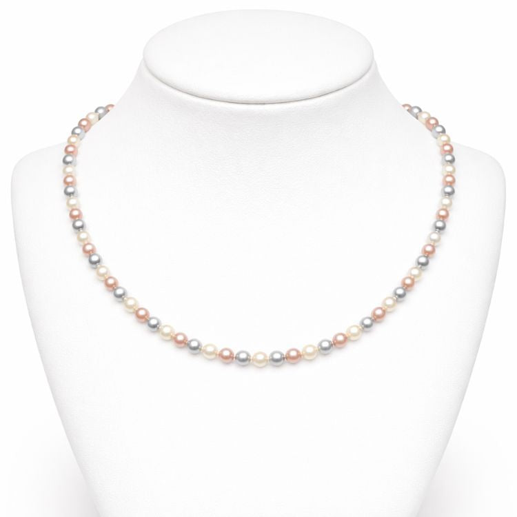 Collar de perlas tricolor 6 mm en exhibidor