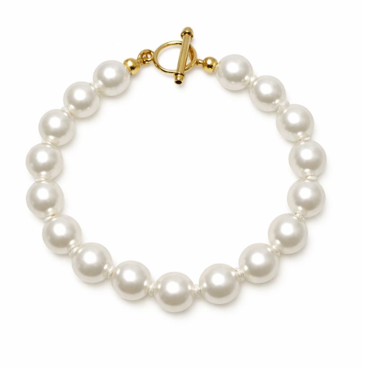 Pulsera de perla blanca 12 mm sobre fondo blanco