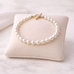 Pulsera de perla blanca 6 mm en exhibidor