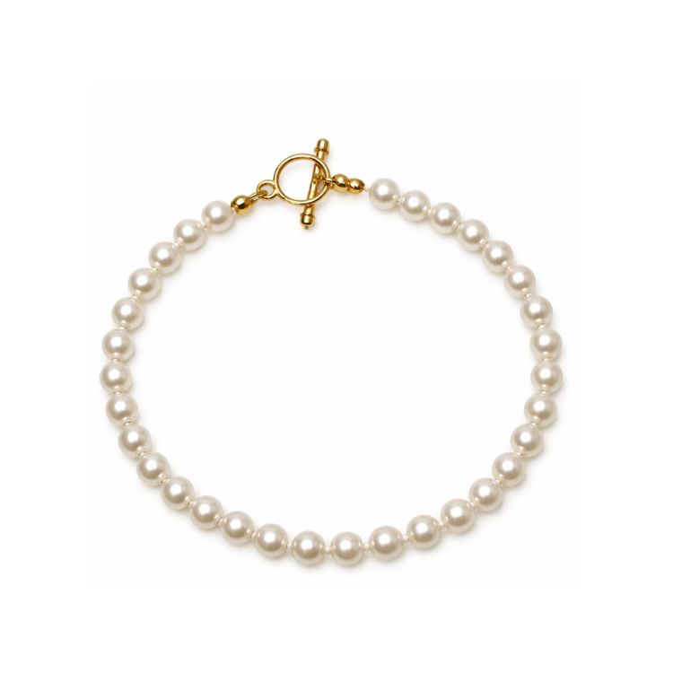 Pulsera de perla blanca 6 mm sobre fondo blanco