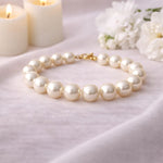 Pulsera de perla crema de mayor tamaño en composición