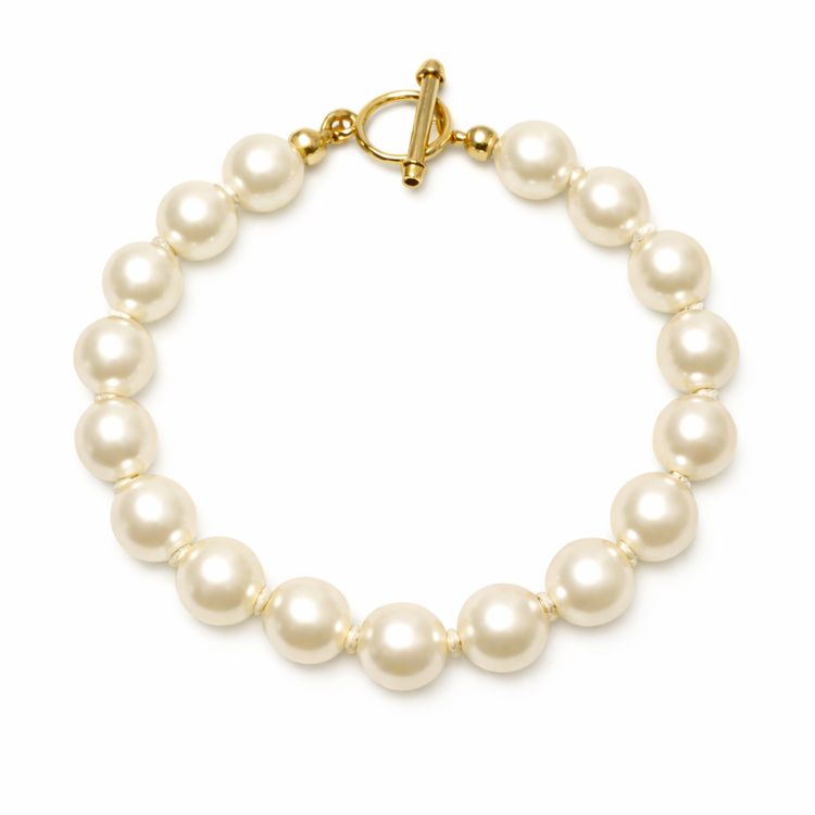 Pulsera de perla crema 12 mm sobre fondo blanco
