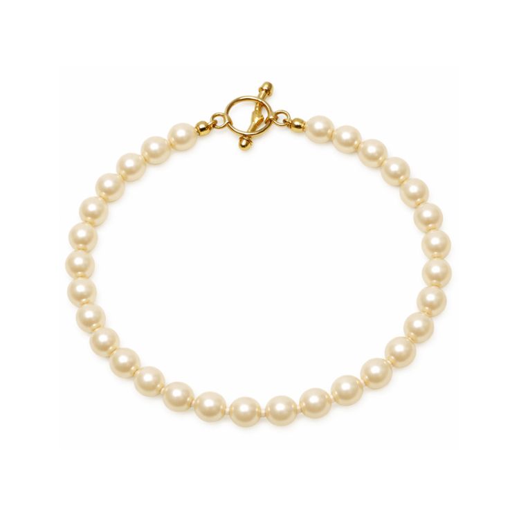 Pulsera de perla crema 6 mm sobre fondo blanco